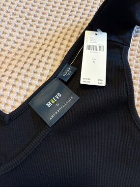 Maeve by Anthropologie Black Ribbed Tank Top Size M